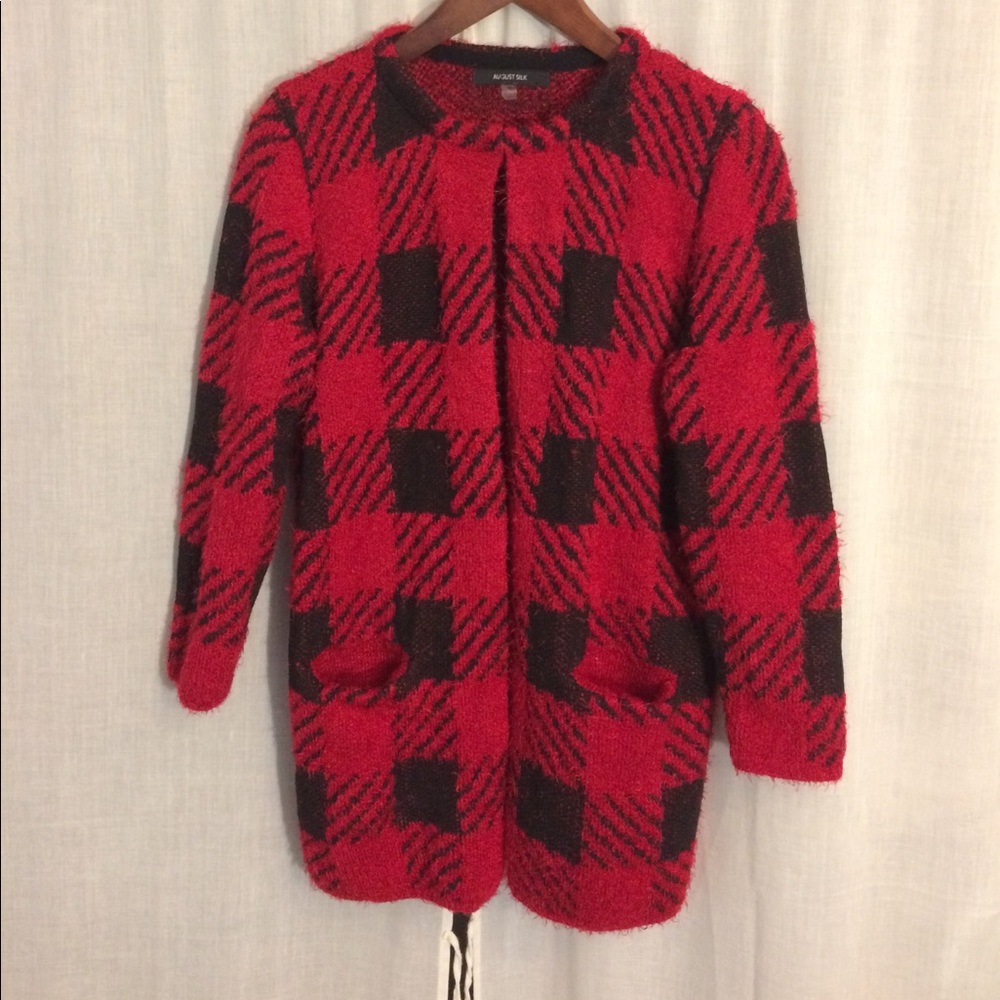 Chic red & black cardigan
